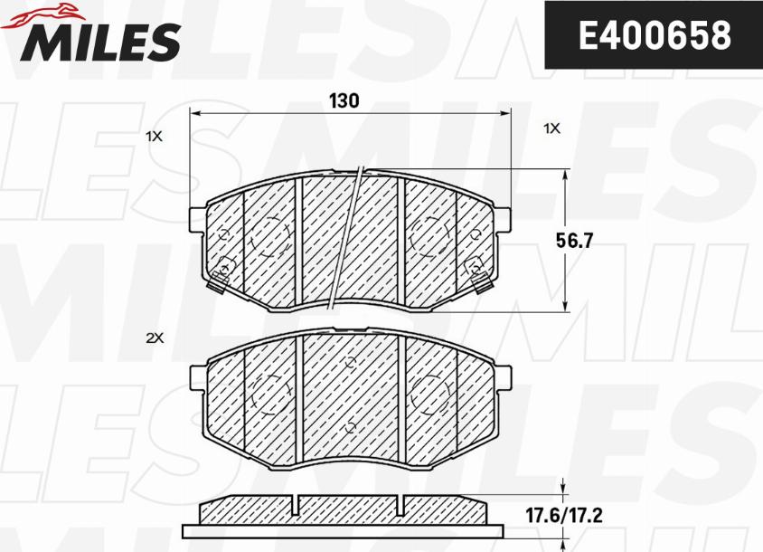 Miles E400658 - Тормозные колодки, дисковые, комплект unicars.by