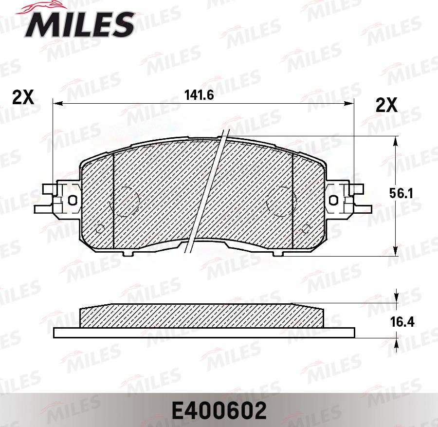 Miles E400602 - Тормозные колодки, дисковые, комплект unicars.by