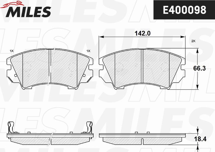 Miles E400098 - Тормозные колодки, дисковые, комплект unicars.by