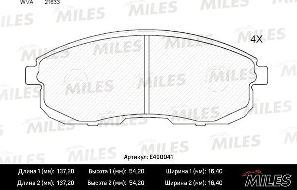 Miles E400041 - Тормозные колодки, дисковые, комплект unicars.by