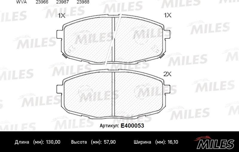 Miles E400053 - Тормозные колодки, дисковые, комплект unicars.by