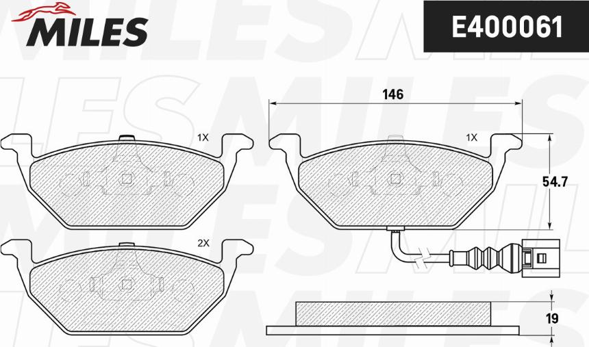 Miles E400061 - Тормозные колодки, дисковые, комплект unicars.by