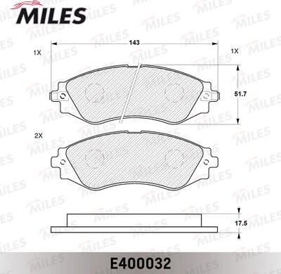 Miles E400032 - Тормозные колодки, дисковые, комплект unicars.by