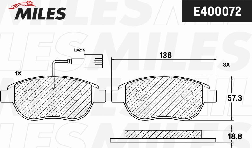 Miles E400072 - Тормозные колодки, дисковые, комплект unicars.by