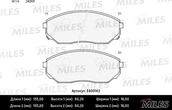 Miles E400143 - Тормозные колодки, дисковые, комплект unicars.by