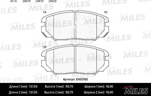 Miles E400160 - Тормозные колодки, дисковые, комплект unicars.by