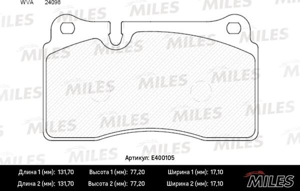 Miles E400105 - Тормозные колодки, дисковые, комплект unicars.by