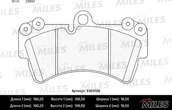 Miles E400106 - Тормозные колодки, дисковые, комплект unicars.by