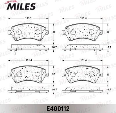 Miles E400112 - Тормозные колодки, дисковые, комплект unicars.by