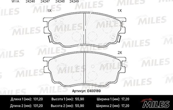 Miles E400189 - Тормозные колодки, дисковые, комплект unicars.by