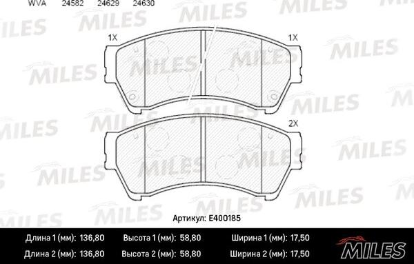 Miles E400185 - Тормозные колодки, дисковые, комплект unicars.by