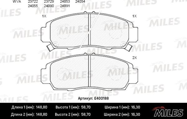 Miles E400188 - Тормозные колодки, дисковые, комплект unicars.by