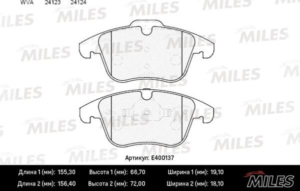 Miles E400137 - Тормозные колодки, дисковые, комплект unicars.by