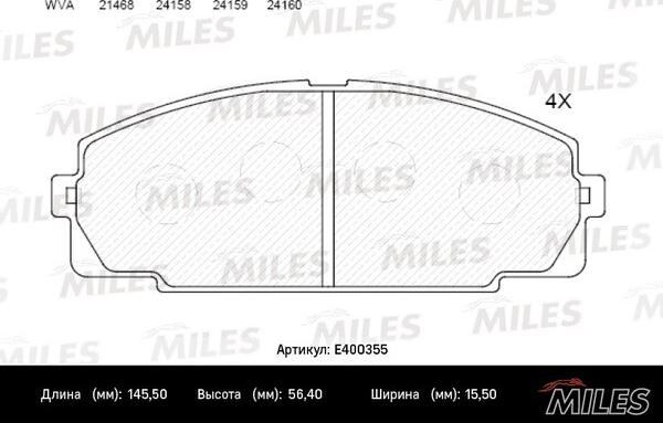 Miles E400355 - Тормозные колодки, дисковые, комплект unicars.by