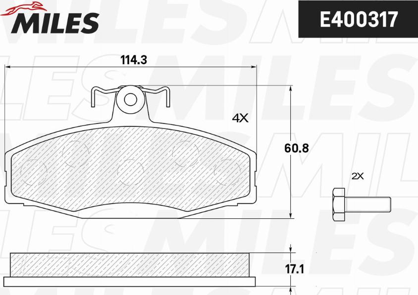 Miles E400317 - Тормозные колодки, дисковые, комплект unicars.by