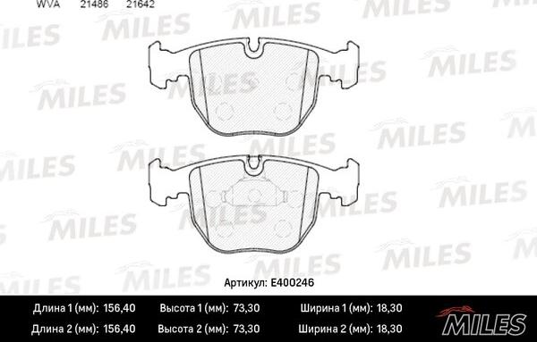 Miles E400246 - Тормозные колодки, дисковые, комплект unicars.by