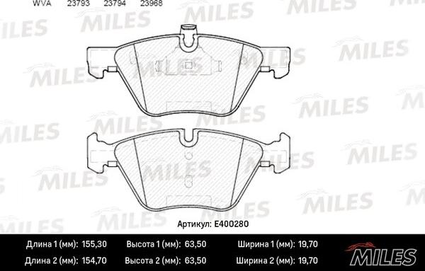 Miles E400280 - Тормозные колодки, дисковые, комплект unicars.by