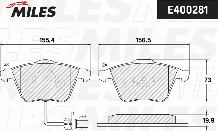 Miles E400281 - Тормозные колодки, дисковые, комплект unicars.by