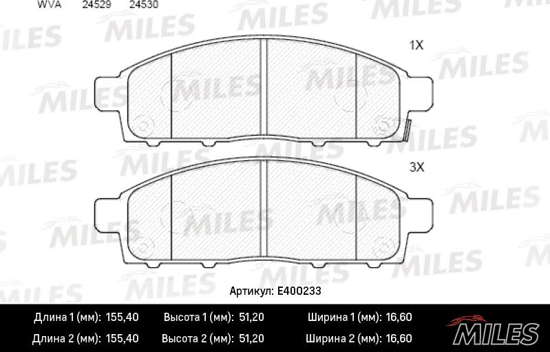 Miles E400233 - Тормозные колодки, дисковые, комплект unicars.by