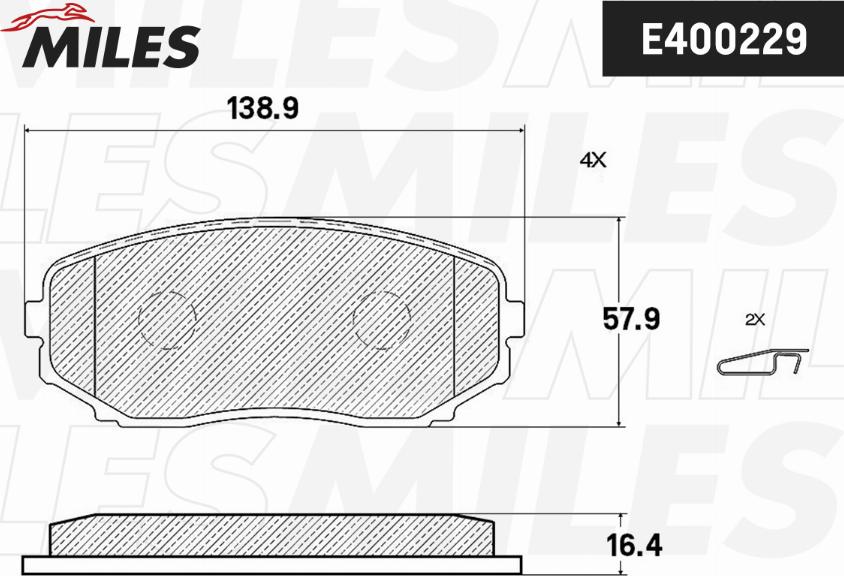 Miles E400229 - Тормозные колодки, дисковые, комплект unicars.by