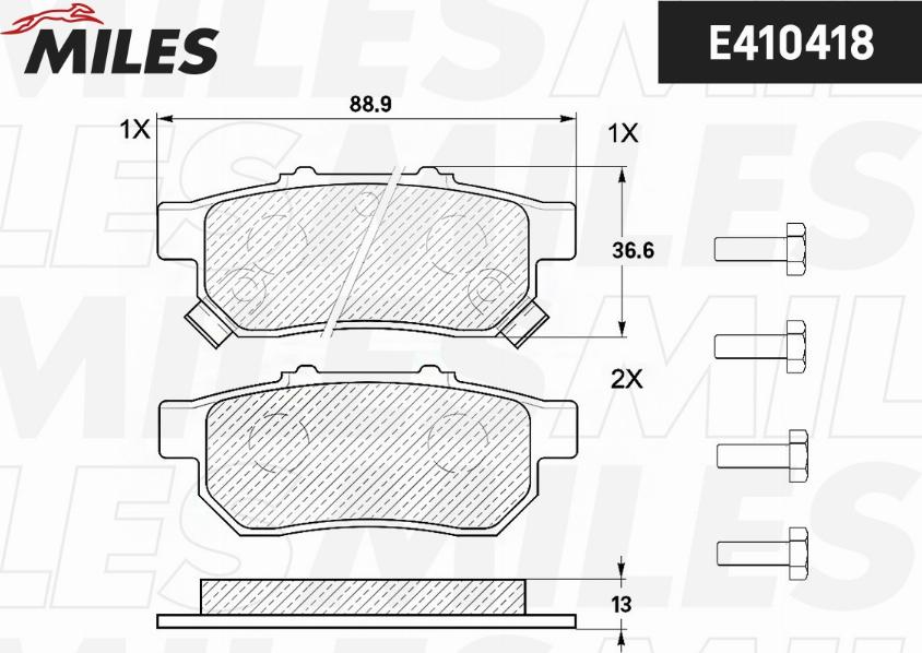 Miles E410418 - Тормозные колодки, дисковые, комплект unicars.by