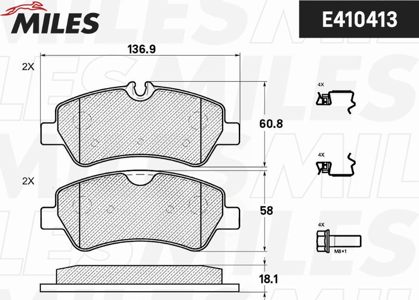 Miles E410413 - Тормозные колодки, дисковые, комплект unicars.by