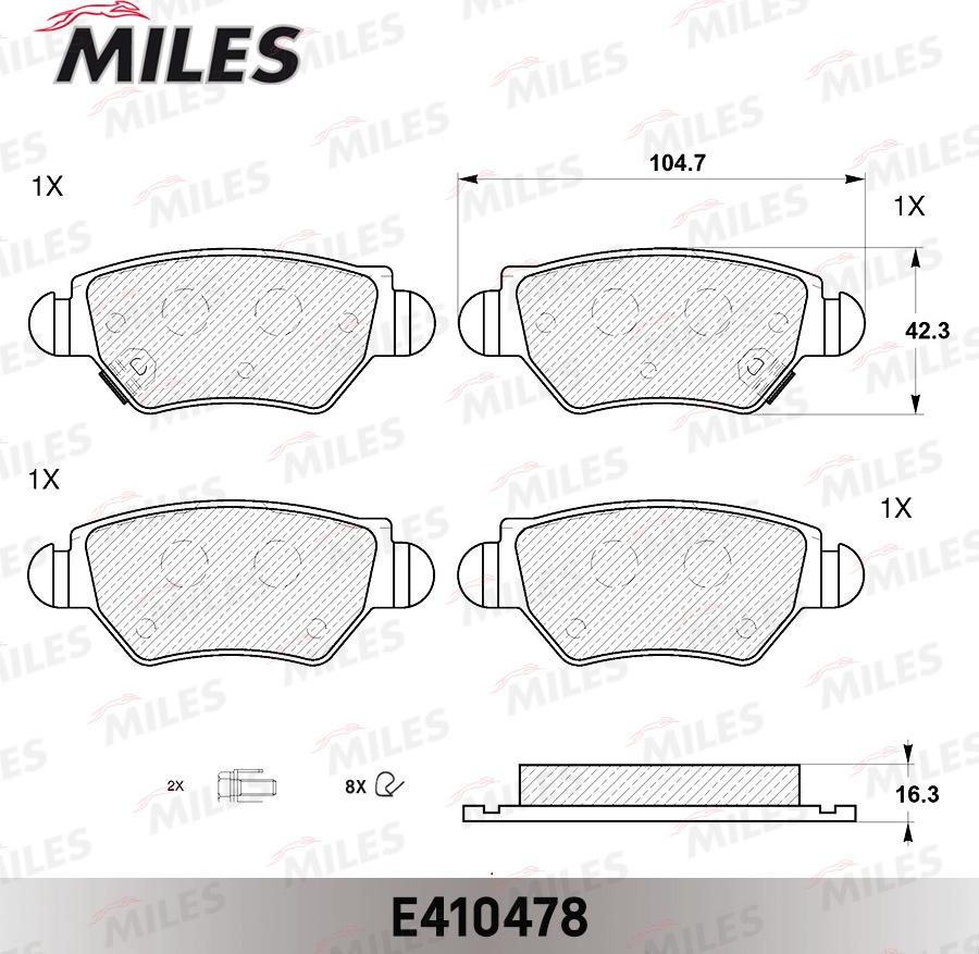 Miles E410478 - Тормозные колодки, дисковые, комплект unicars.by