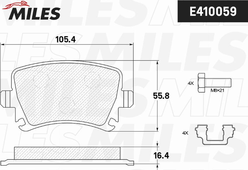 Miles E410059 - Тормозные колодки, дисковые, комплект unicars.by