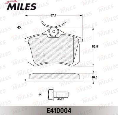 Miles E410004 - Тормозные колодки, дисковые, комплект unicars.by