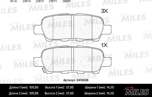 Miles E410008 - Тормозные колодки, дисковые, комплект unicars.by