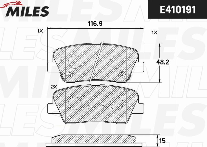 Miles E410191 - Тормозные колодки, дисковые, комплект unicars.by