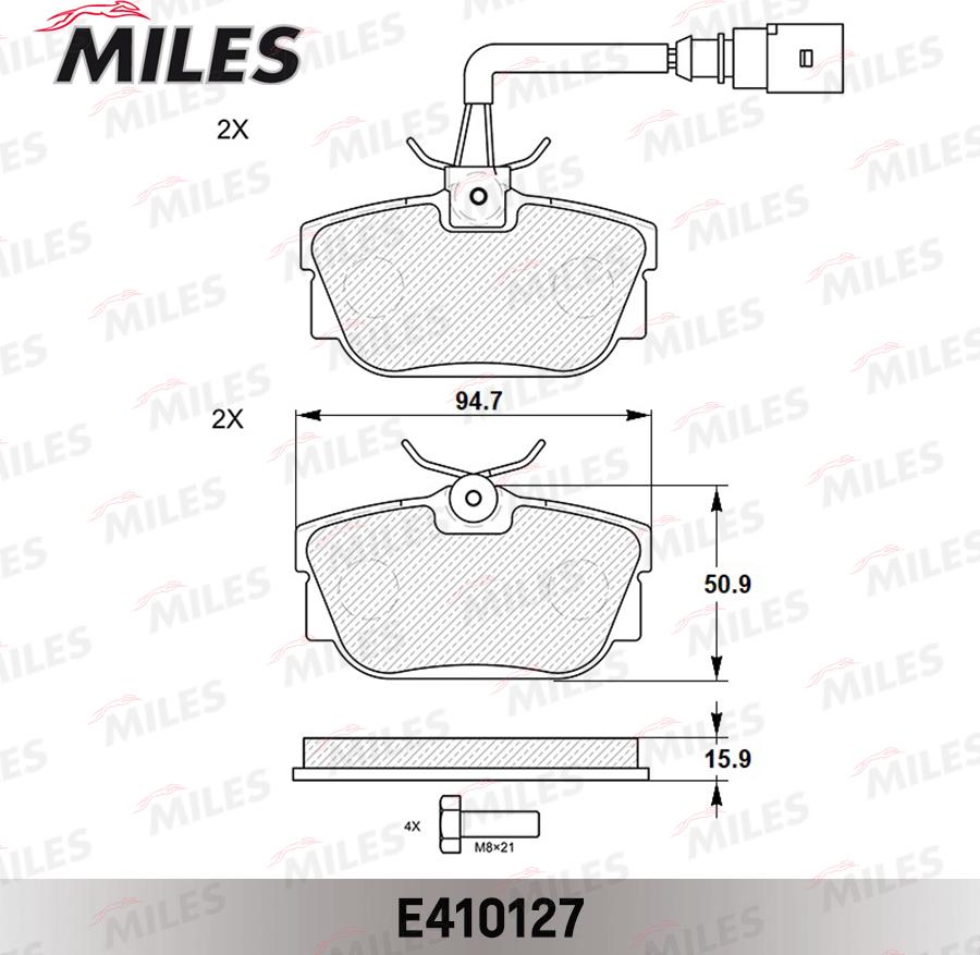 Miles E410127 - Тормозные колодки, дисковые, комплект unicars.by