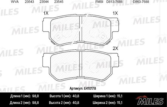 Miles E410178 - Тормозные колодки, дисковые, комплект unicars.by