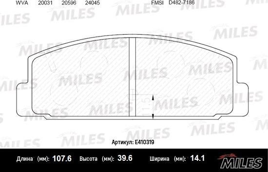 Miles E410319 - Тормозные колодки, дисковые, комплект unicars.by