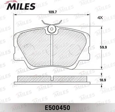 Miles E500450 - Тормозные колодки, дисковые, комплект unicars.by