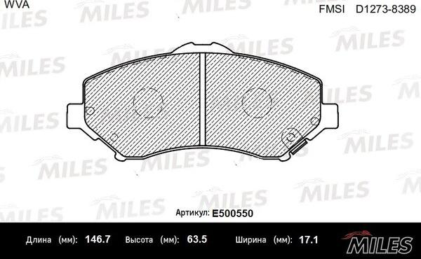 Miles E500550 - Тормозные колодки, дисковые, комплект unicars.by