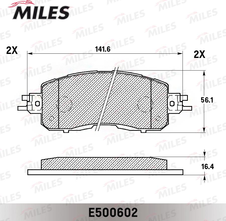 Miles E500602 - Тормозные колодки, дисковые, комплект unicars.by