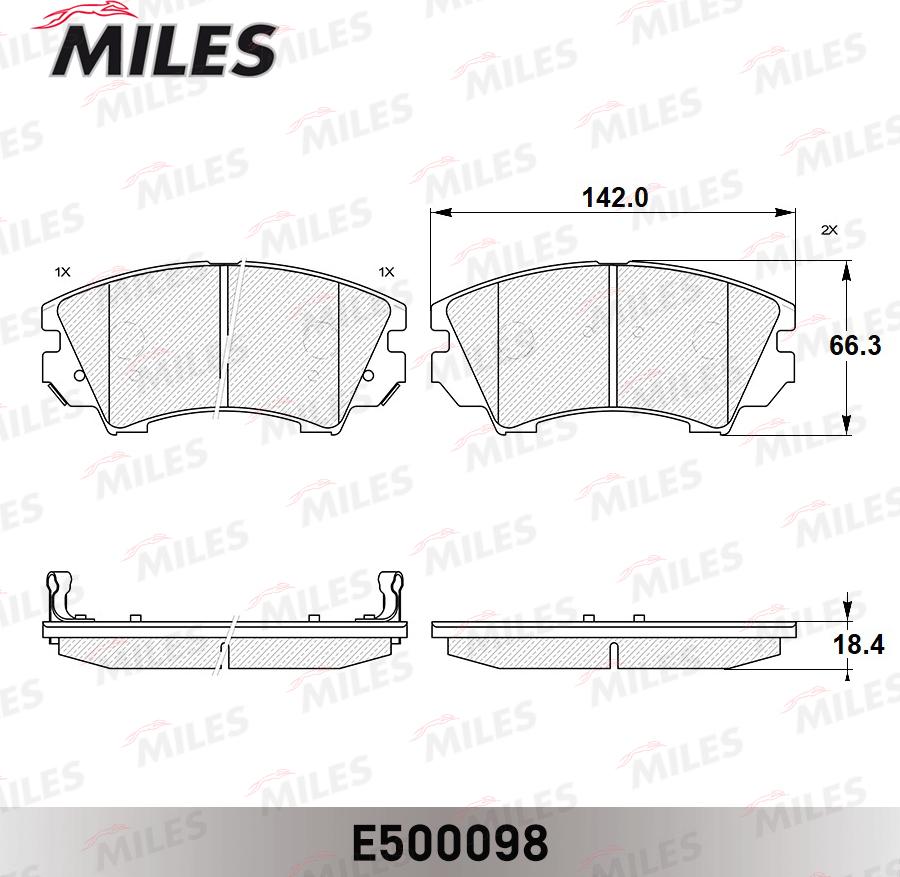 Miles E500098 - Тормозные колодки, дисковые, комплект unicars.by