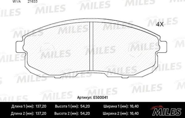 Miles E500041 - Тормозные колодки, дисковые, комплект unicars.by