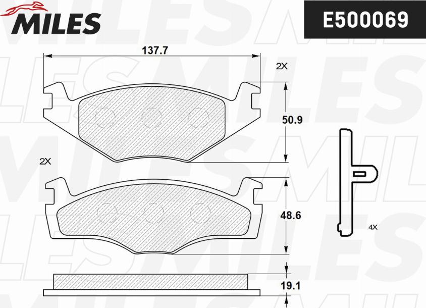 Miles E500069 - Тормозные колодки, дисковые, комплект unicars.by