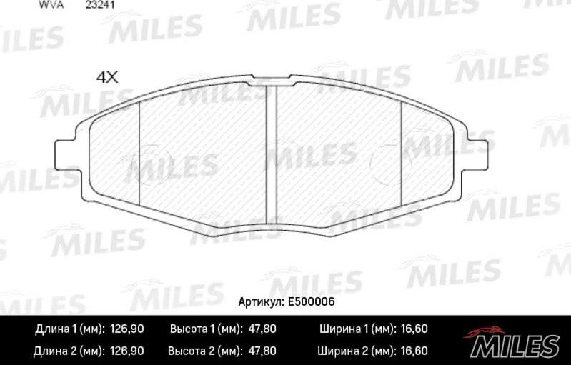 Miles E500006 - Тормозные колодки, дисковые, комплект unicars.by