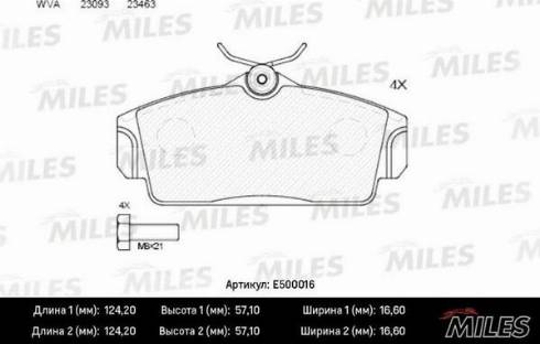 Miles E500016 - Тормозные колодки, дисковые, комплект unicars.by