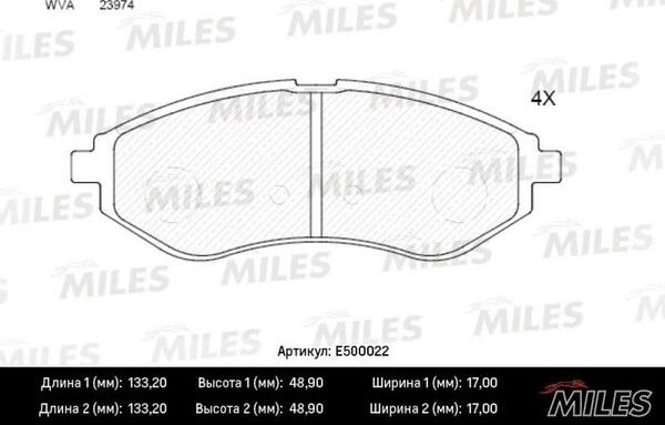 Miles E500022 - Тормозные колодки, дисковые, комплект unicars.by