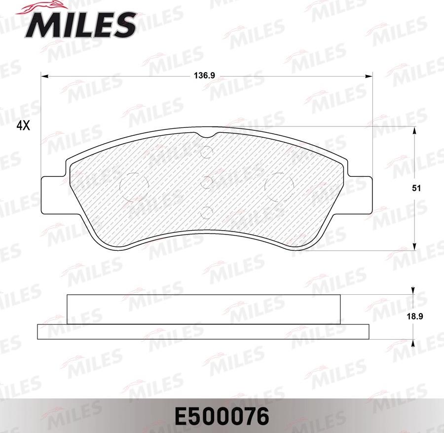 Miles E500076 - Тормозные колодки, дисковые, комплект unicars.by