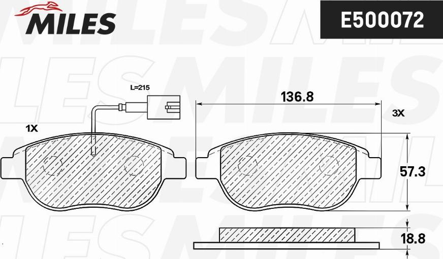 Miles E500072 - Тормозные колодки, дисковые, комплект unicars.by