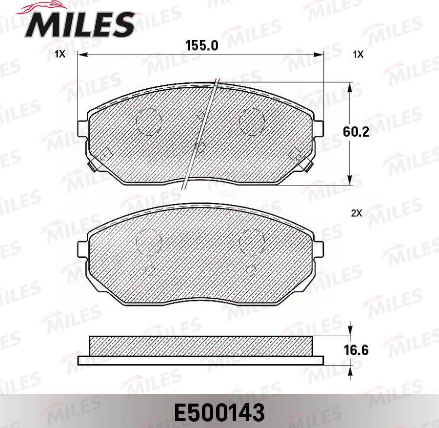 Miles E500143 - Тормозные колодки, дисковые, комплект unicars.by