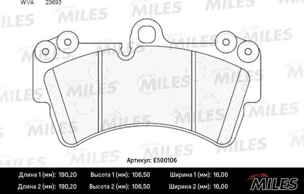 Miles E500106 - Тормозные колодки, дисковые, комплект unicars.by