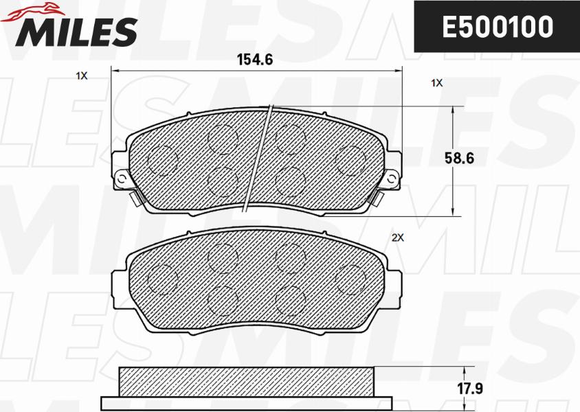 Miles E500100 - Тормозные колодки, дисковые, комплект unicars.by