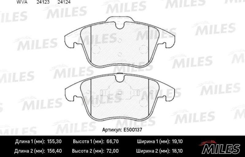 Miles E500137 - Тормозные колодки, дисковые, комплект unicars.by