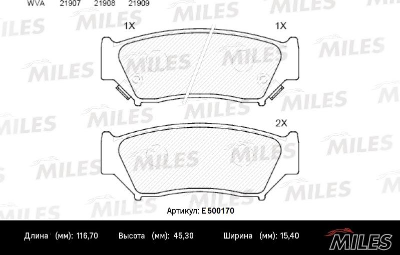 Miles E500170 - Тормозные колодки, дисковые, комплект unicars.by